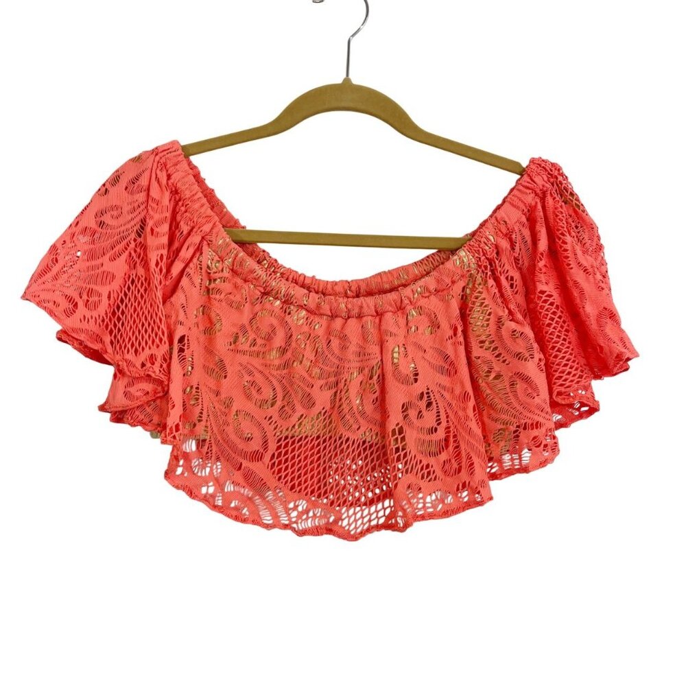 Luli Fama Guaguanco Rosario Bikini Top Lace off the Shoulder - Size XL‎
